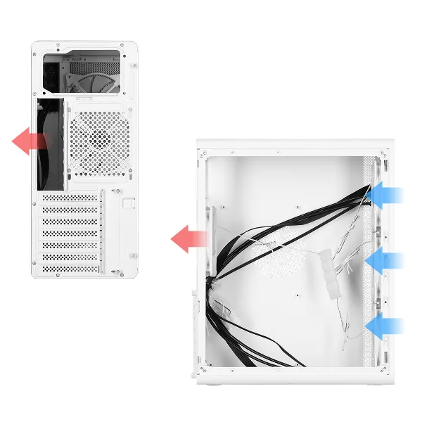 Корпус 2E GAMING Credo Plus V510W без БЖ, 1xUSB3.0, 1х USB 2.0, 1xUSB Type-C, 4x120мм RGB Rainbow, VGA 310мм, TG Side Panel, ATX, білий