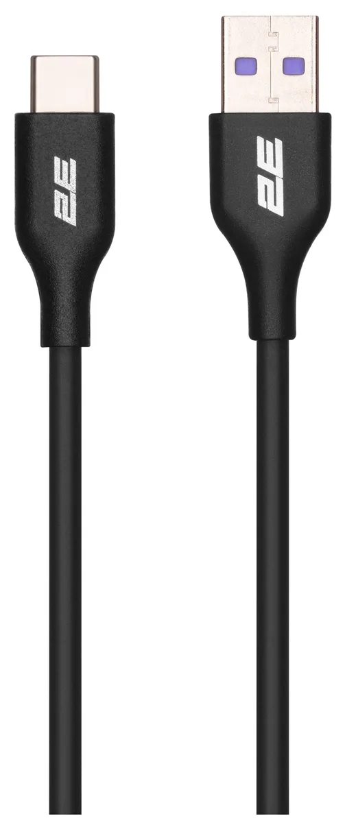 Кабель USB-A > USB-C заряджання/синхронізації 2E 1м, Type-C, Glow, чорний