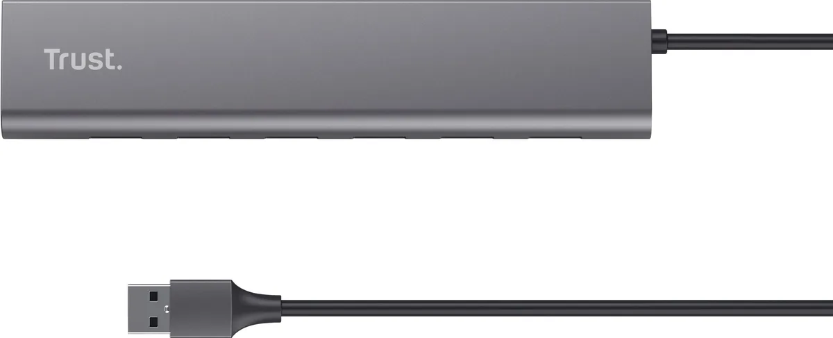Хаб Trust Halyx 7-IN-1 USB-A > 7xUSB-А 3.2, Алюміній, 0.8м, чорний