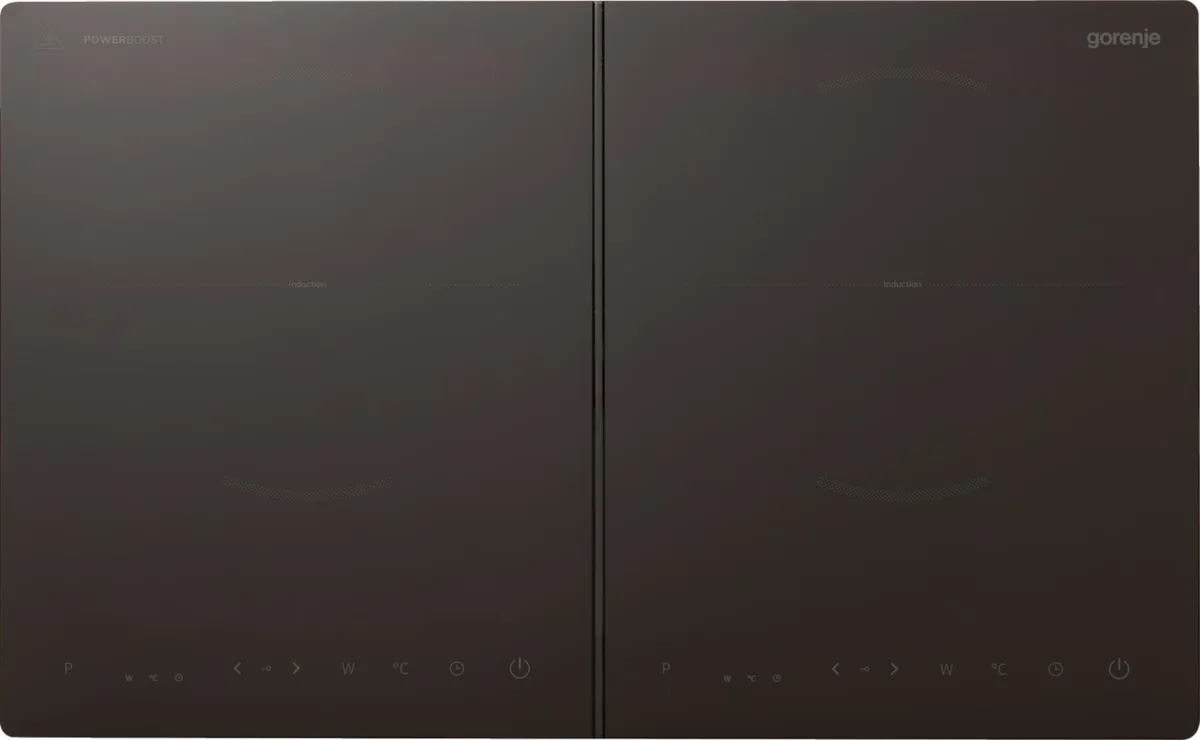 Індукційна настільна плитка Gorenje, 2 конфорки по 2 кВт, сенсорне управління, таймер, чорна.