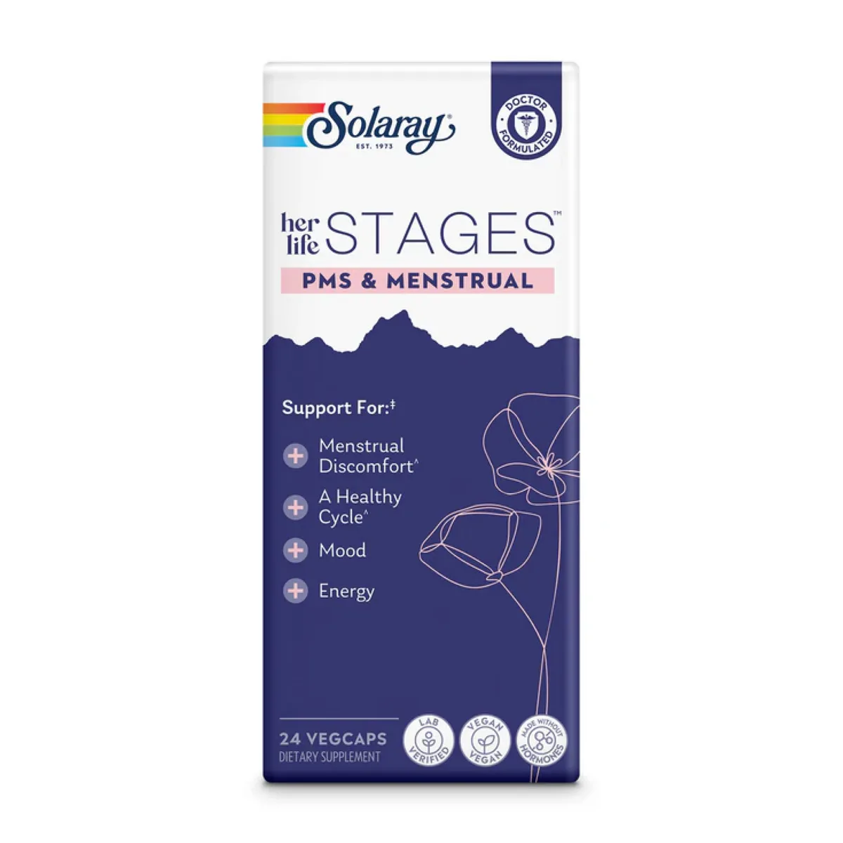 Вітаміни Solaray Womens Health Menstruation 24 vcaps вегетаріанські для жіночого здоров'я.