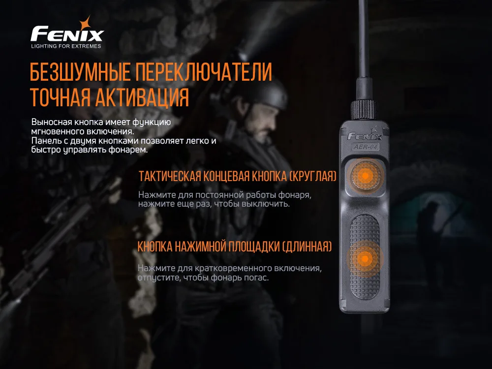 Виносна тактична кнопка Fenix алюміній 34 см чорна
