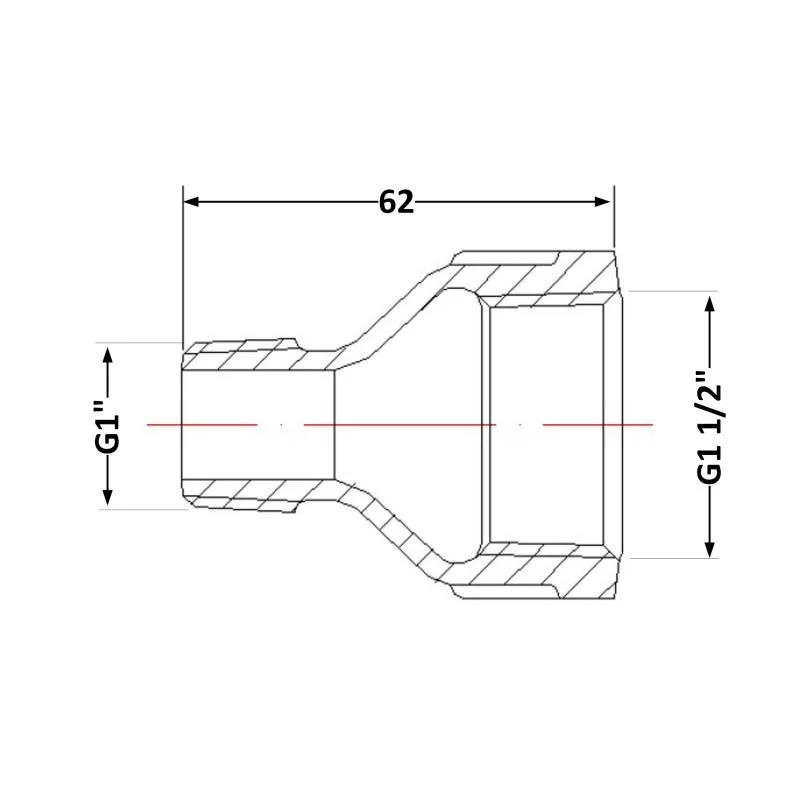 Переход редукционный 1 1/2"x1" чугунный КЧ3124025 серый для водоснабжения и отопления