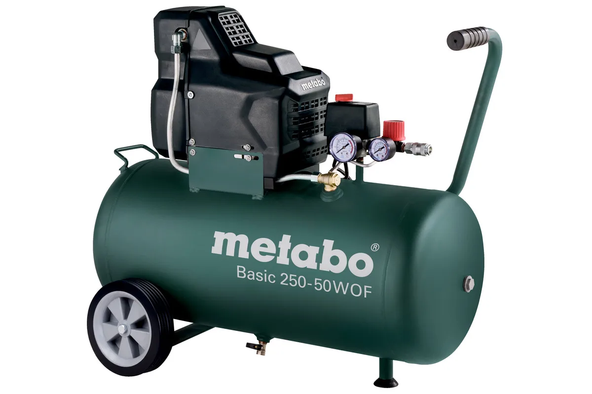 Безмасляний повітряний компресор Metabo Basic 250-50 W OF, 1500 Вт, 50 л, 120 л/хв, 8 бар.