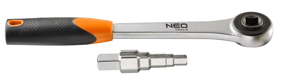 Ключ-трещотка Neo Tools, 1/2", ступенчатый, для разъемных соединений, хром-ванадиевая сталь.