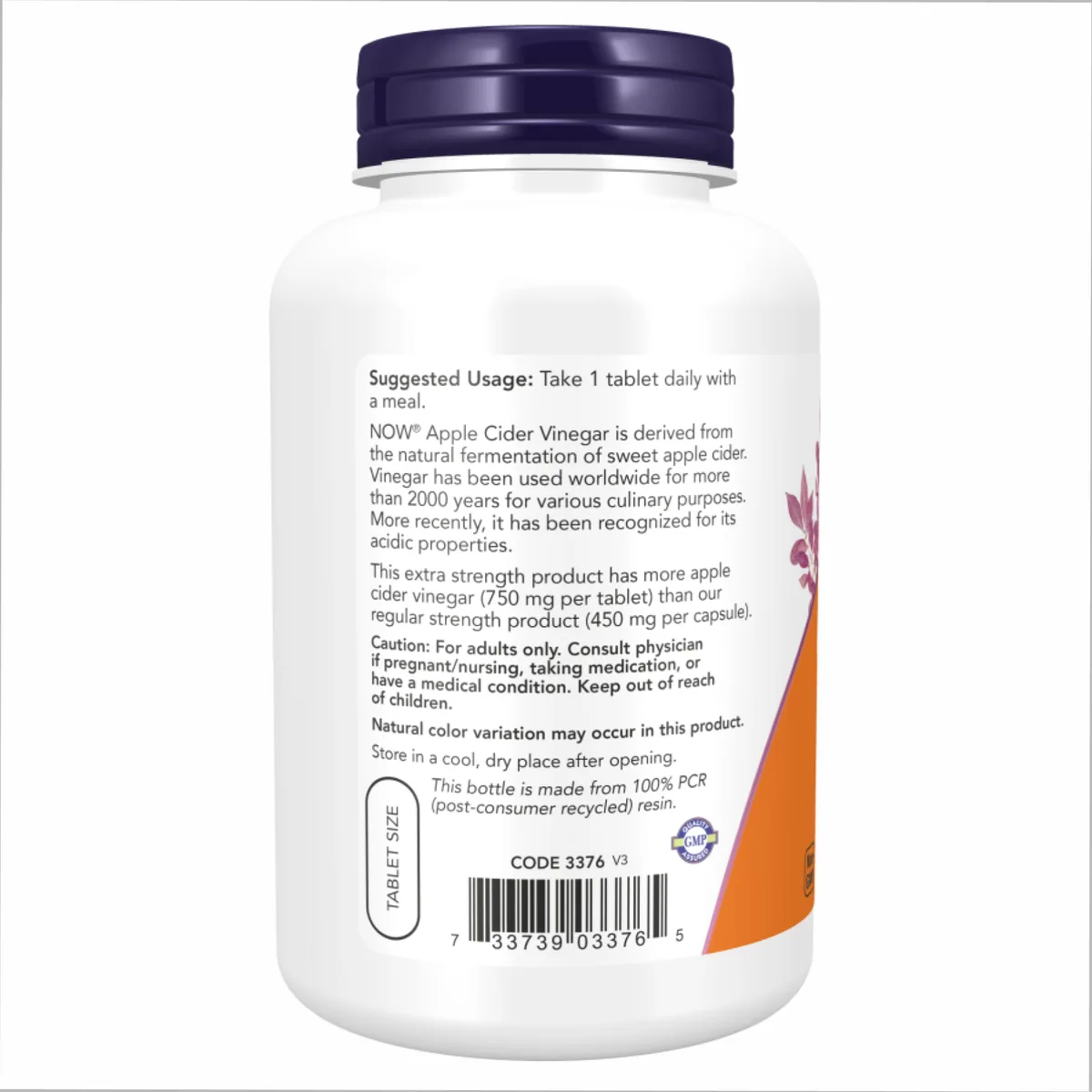 Яблучний оцет Now Foods 750 мг 180 таблеток вегетаріанських