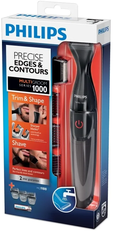Тример Philips Multigroom Series 1000 4 насадки AA сталь чорний