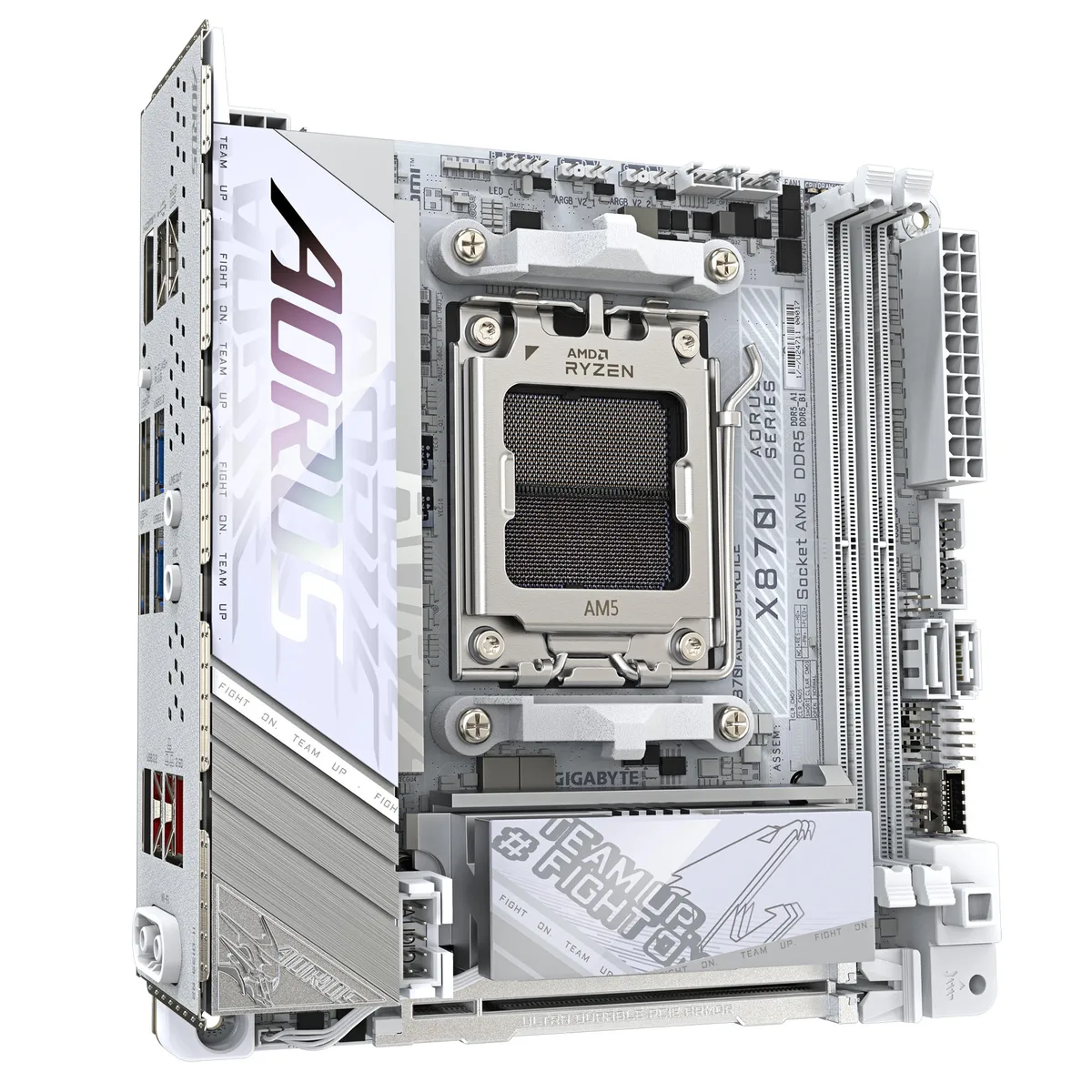 Материнська плата GIGABYTE X870I AORUS PRO ICE sAM5 X870I AORUS PRO ICE 2xDDR5 M.2 Wi-Fi BT HDMI Type-C ATX білий