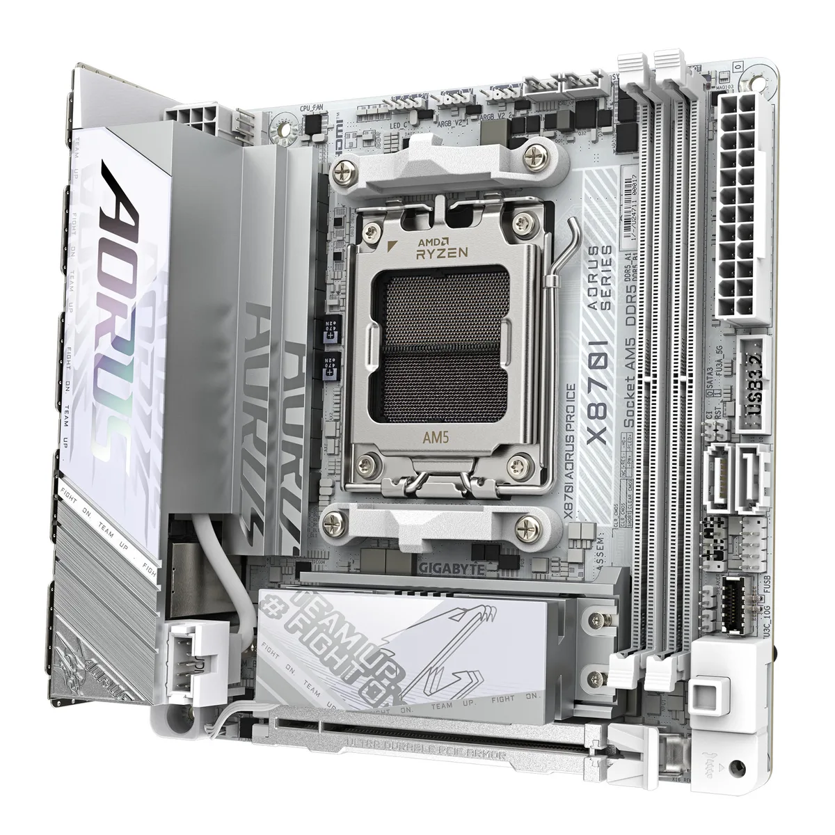 Материнська плата GIGABYTE X870I AORUS PRO ICE sAM5 X870I AORUS PRO ICE 2xDDR5 M.2 Wi-Fi BT HDMI Type-C ATX білий