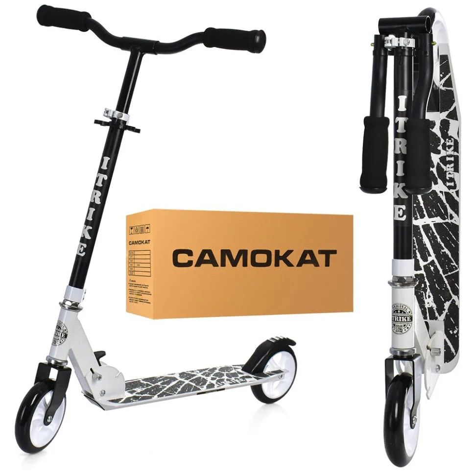 Самокат дитячий складний iTrike 68x32x12 см комбінований чорний поліуретан