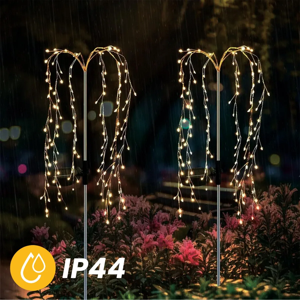 Садова сонячна лампа LumiLED пластикова 70 см біла ефект водоспаду 2700 K
