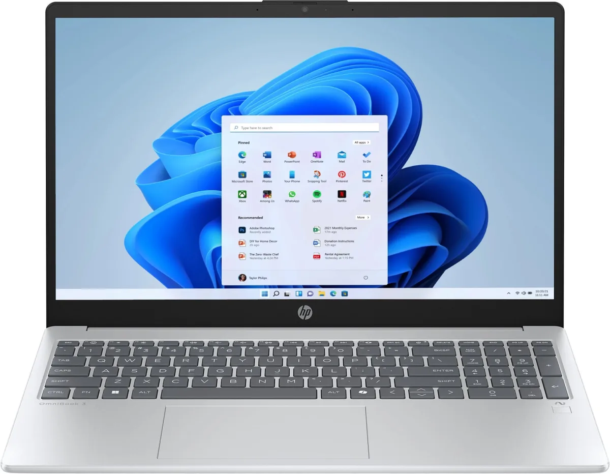 Ноутбук HP OmniBook 3 15-fn0008ua 15.6" FHD IPS AG, AMD AI 5 340, 16GB, F1TB, UMA, Win11, сріблястий