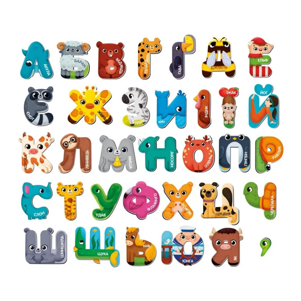 Детская магнитная игра Vladi Toys 34 магнита дерево для детей 3-5 лет многоцветная