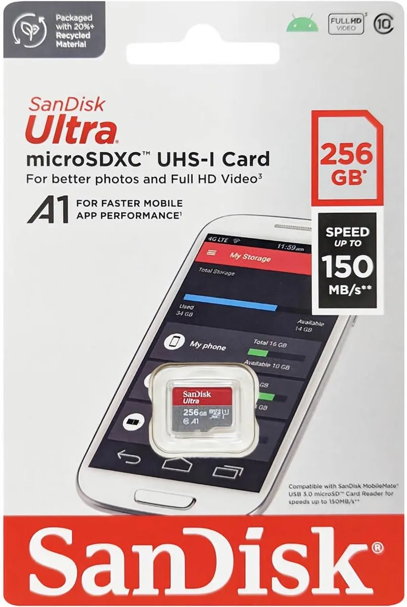 Карта памяти SanDisk microSD 256GB C10 UHS-I R150MB/s Ultra