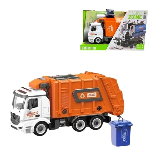 Машина-конструктор YIWAN TOYS мусоровоз с инерционным механизмом и эффектами для детей от 3 лет