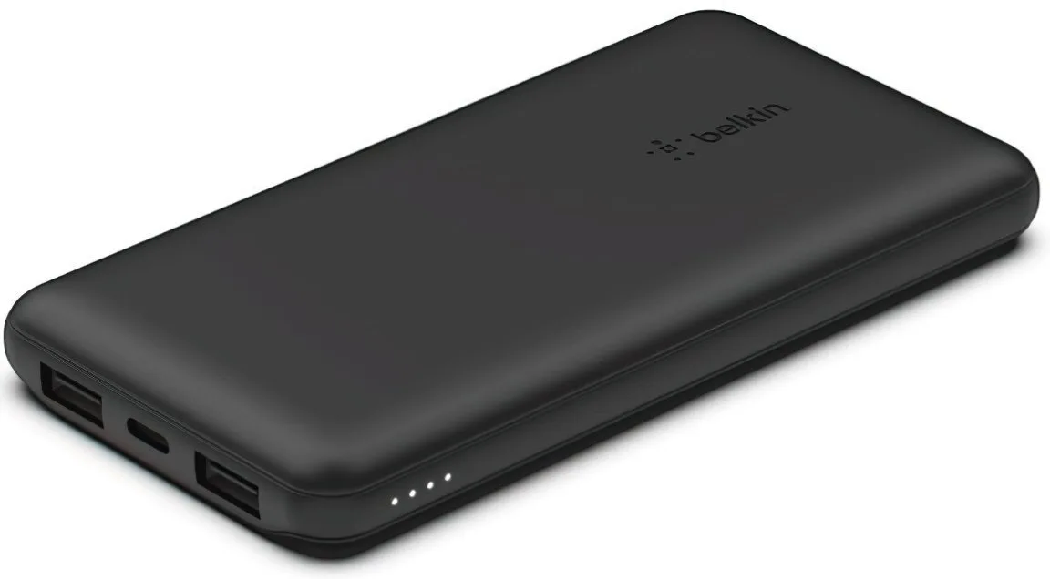 Портативный литий-ионный аккумулятор Power Bank Belkin 10000мА·ч, 15Вт, 2xUSB-A/USB-C, черный.
