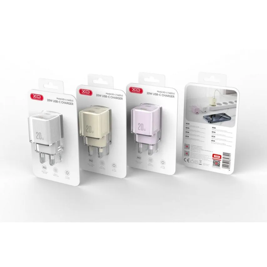 Мережевий зарядний пристрій XO 20W PC 73х32х32 мм Білий