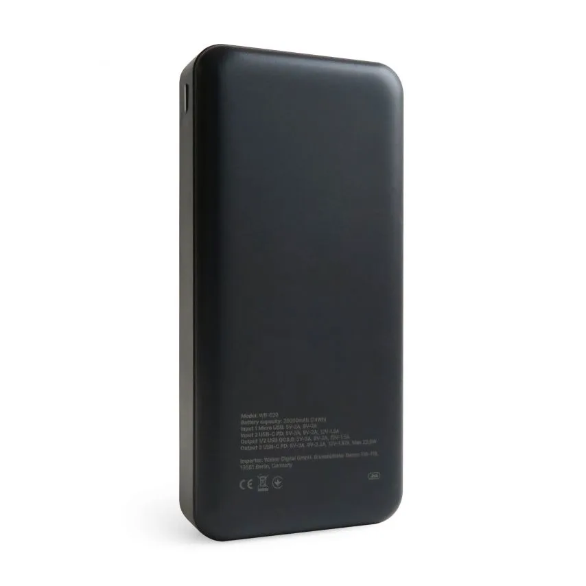 Power Bank WALKER Li-polymer 20000mAh 74Wh чорний