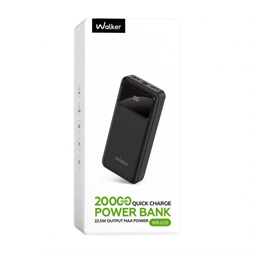 Power Bank WALKER Li-polymer 20000mAh 74Wh чорний