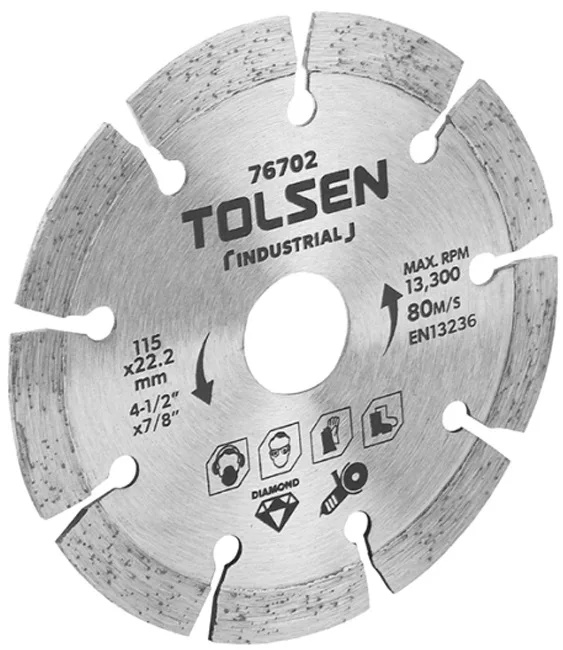 Алмазний сегментний диск Tolsen, 230 мм, з отвором 22.2 мм.