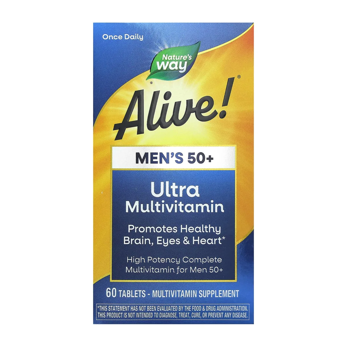 Once Daily Men's 50+ Ultra Multivitamin Nature's Way 60 табл. на українську мову буде: 

"Раз на день Чоловічий 50+ Ультра Мультивітамін Nature's Way 60 табл."