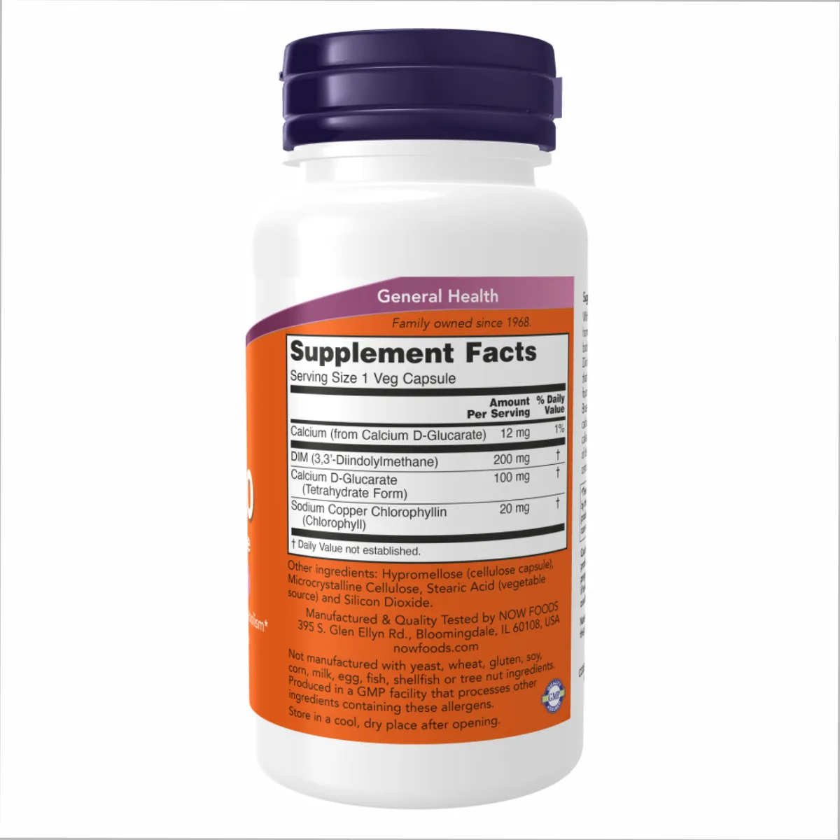 DIM 200 Now Foods 90 капсул з кальцієм для обміну гормонів та детоксикації