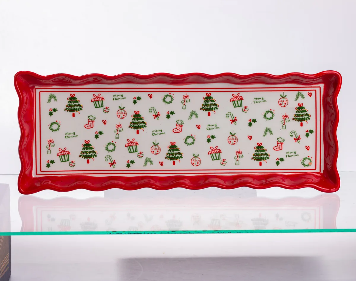 Сервірувальне блюдо Merry Christmas порцеляна 36,5х13х3 см різнокольорове