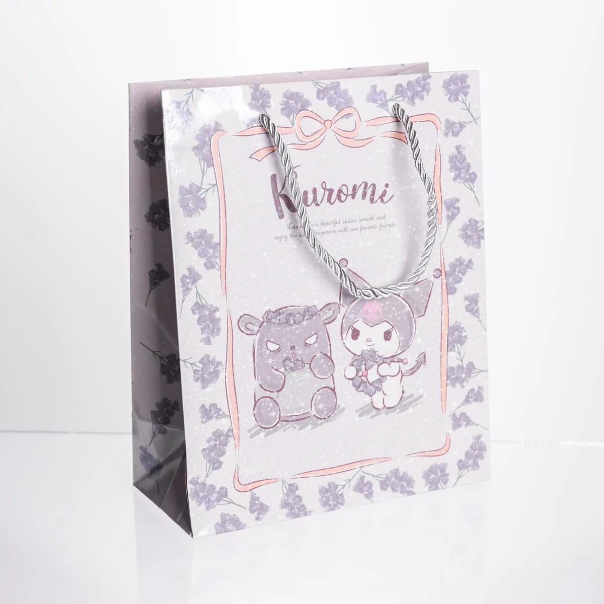 Подарункові пакети Kuromi паперові 19х9,5х24,5 см фіолетові 10 шт