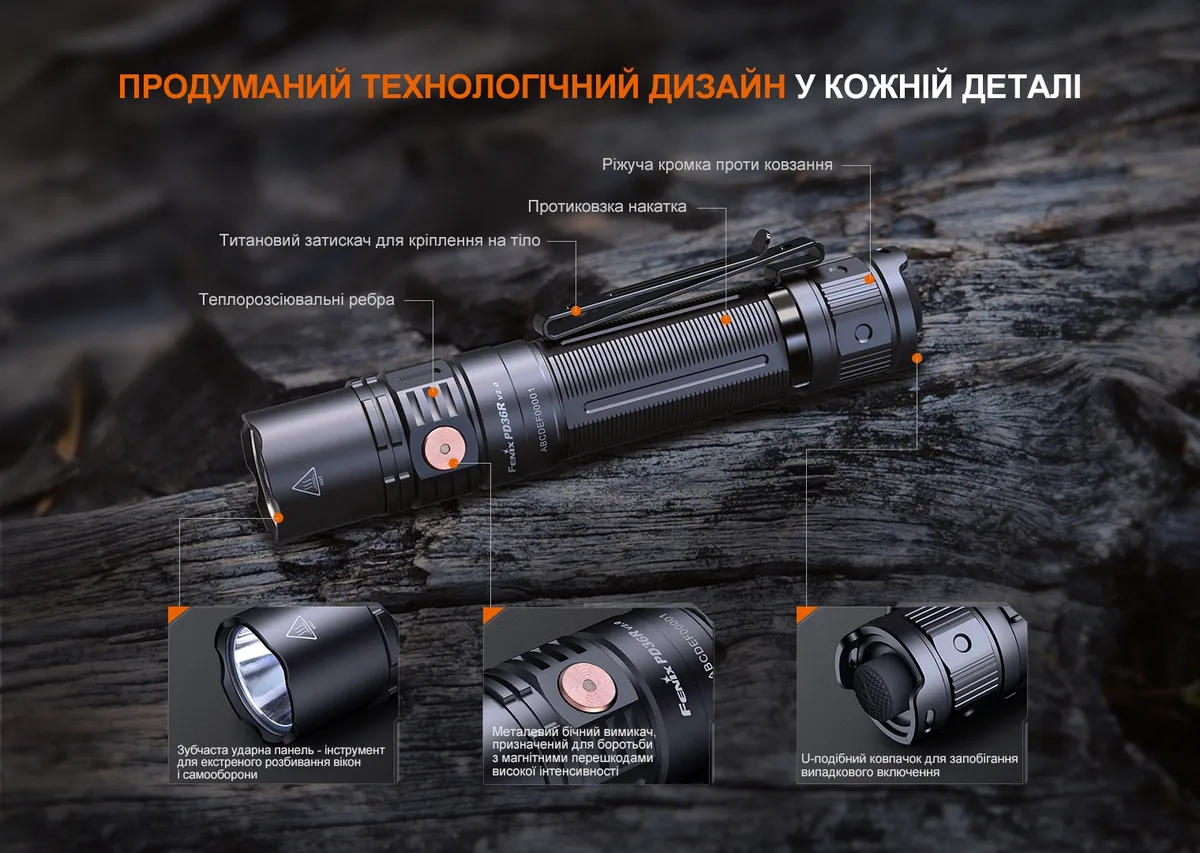 Ліхтар ручний Fenix алюміній 140,7х26,5х25,5 мм чорний