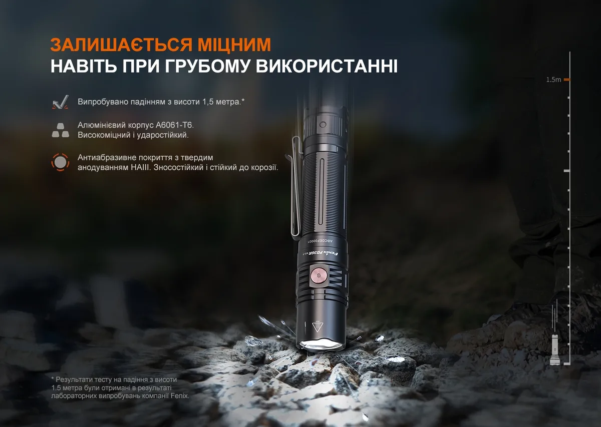 Ліхтар ручний Fenix алюміній 140,7х26,5х25,5 мм чорний
