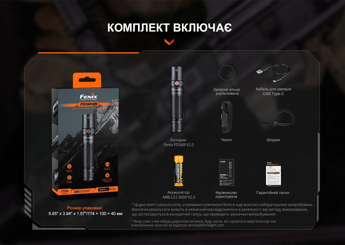 Ліхтар ручний Fenix алюміній 140,7х26,5х25,5 мм чорний