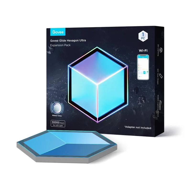 Настінний світильник Govee H106A Glide Hexagon Light Panels Ultra expansion pack, 1шт, RGBIC, WI-FI/Bluetooth, фіолетовий