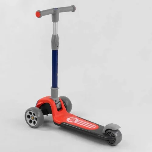 Самокат трехколесный Best Scooter красный для детей складной с алюминиевым рулем и светящимися колесами.