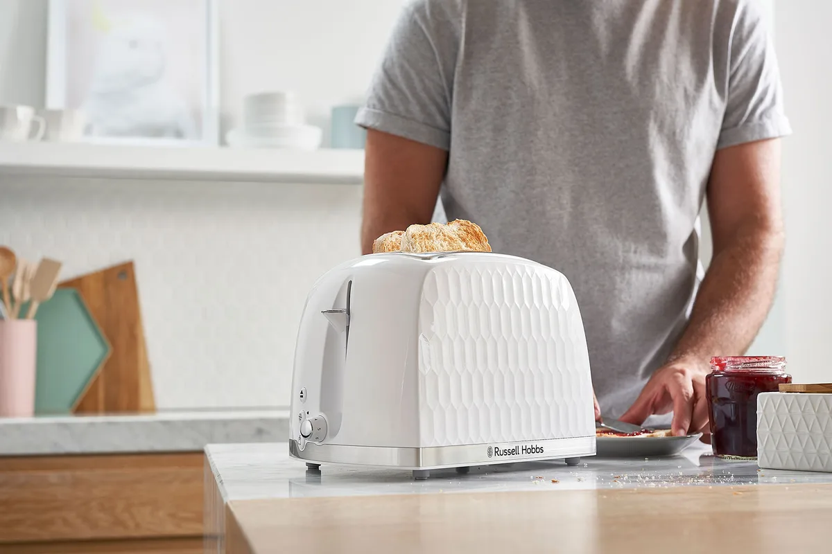 Тостер Russell Hobbs Honeycomb 850 Вт пластиковий білий
