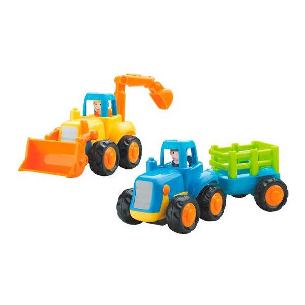 Набір інерційних машинок Hola Toys 6 шт трактор бульдозер різнокольоровий пластик 34х25х8 см