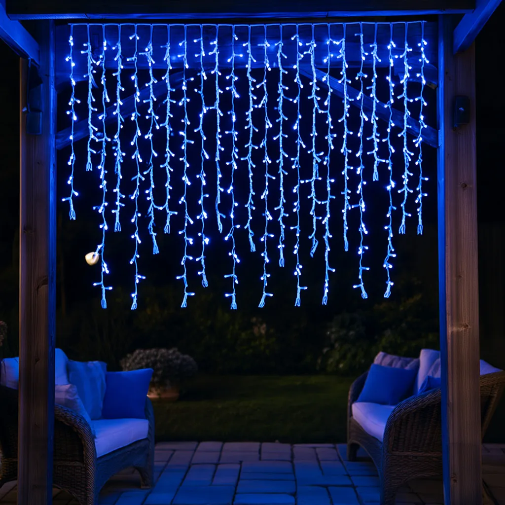 Вулична гірлянда Бахрома 36 м 600 LED Синій провід