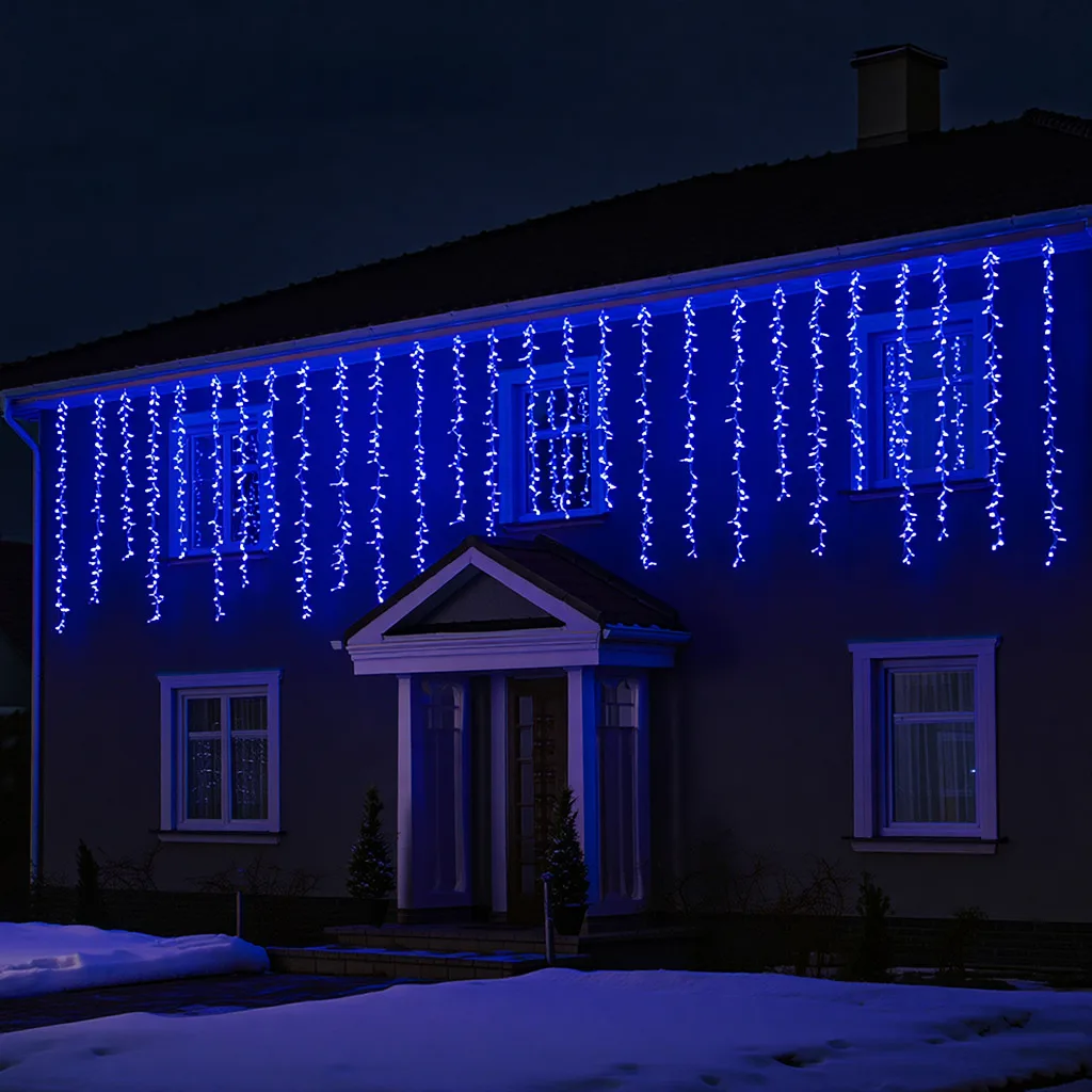 Вулична гірлянда Бахрома 36 м 600 LED Синій провід