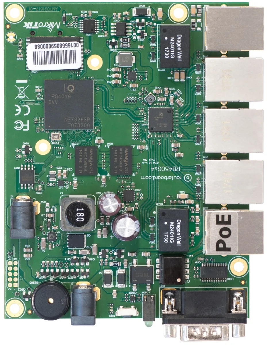 Маршрутизатор MikroTik материнська плата 5 портів Ethernet 90х115 мм