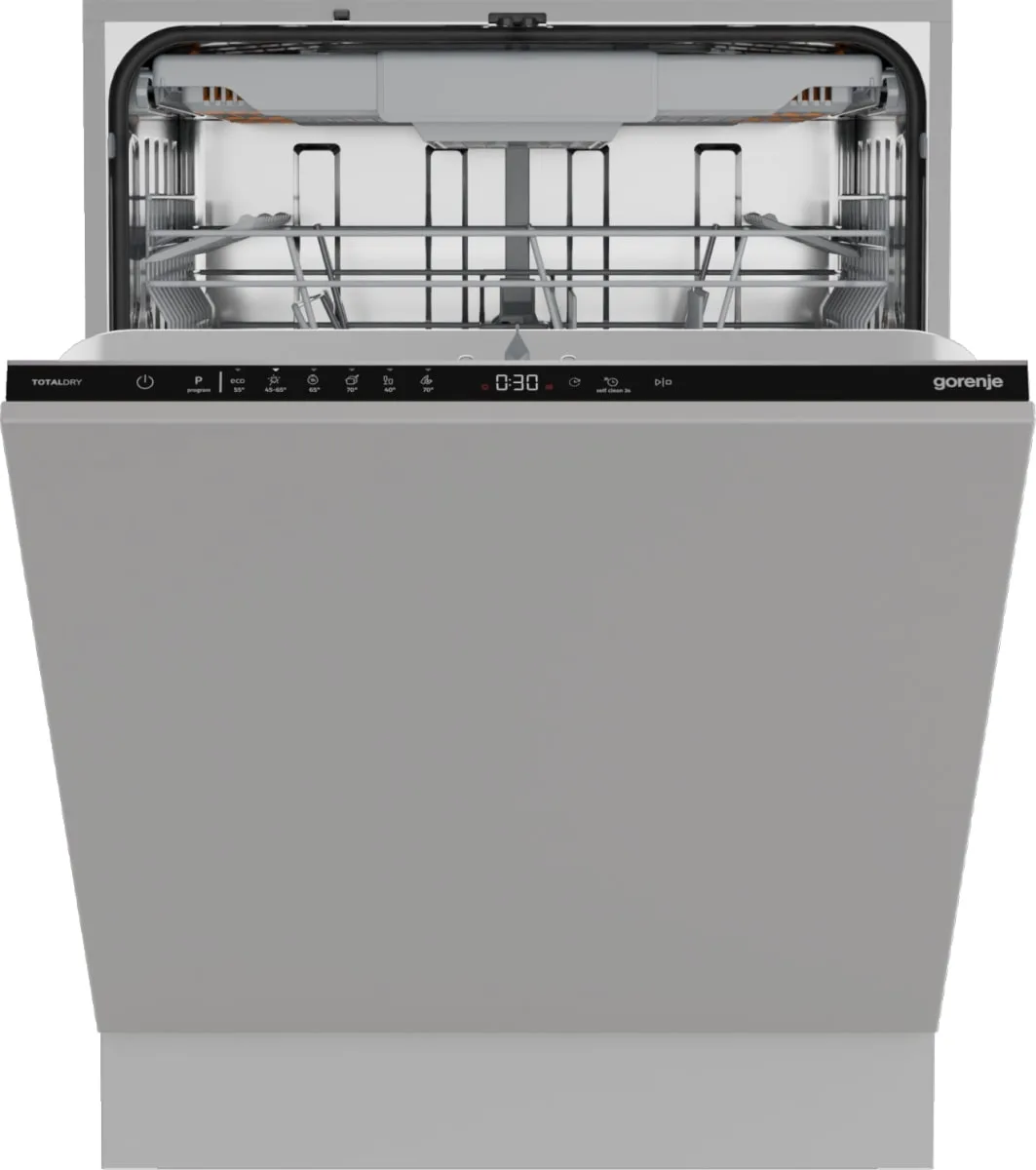 Вбудована посудомийна машина Gorenje на 16 комплектів, клас енергоефективності A++, ширина 60 см, система AquaStop, автоматичне ві
