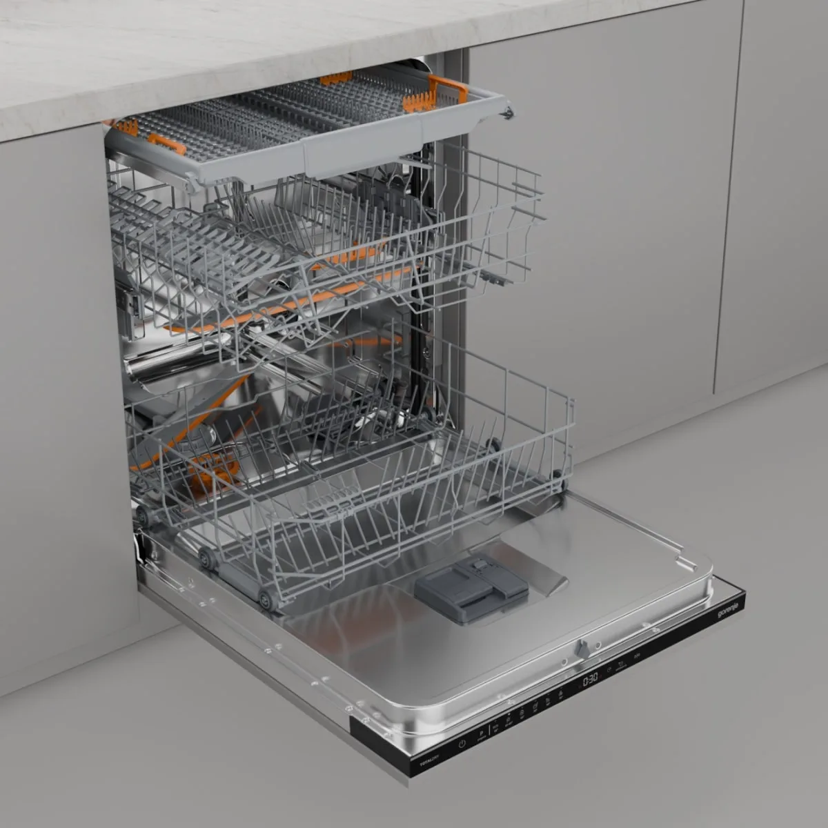 Вбудована посудомийна машина Gorenje на 16 комплектів, клас енергоефективності A++, ширина 60 см, система AquaStop, автоматичне ві