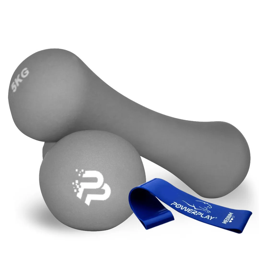 Гантелі Active Point неопренові 2*5 кг сірі з гумкою для фітнесу 7,5 кг