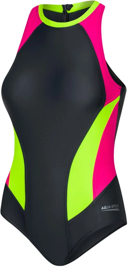 Купальник Aqua Speed полиамид эластан 36 черный малиновый салатовый