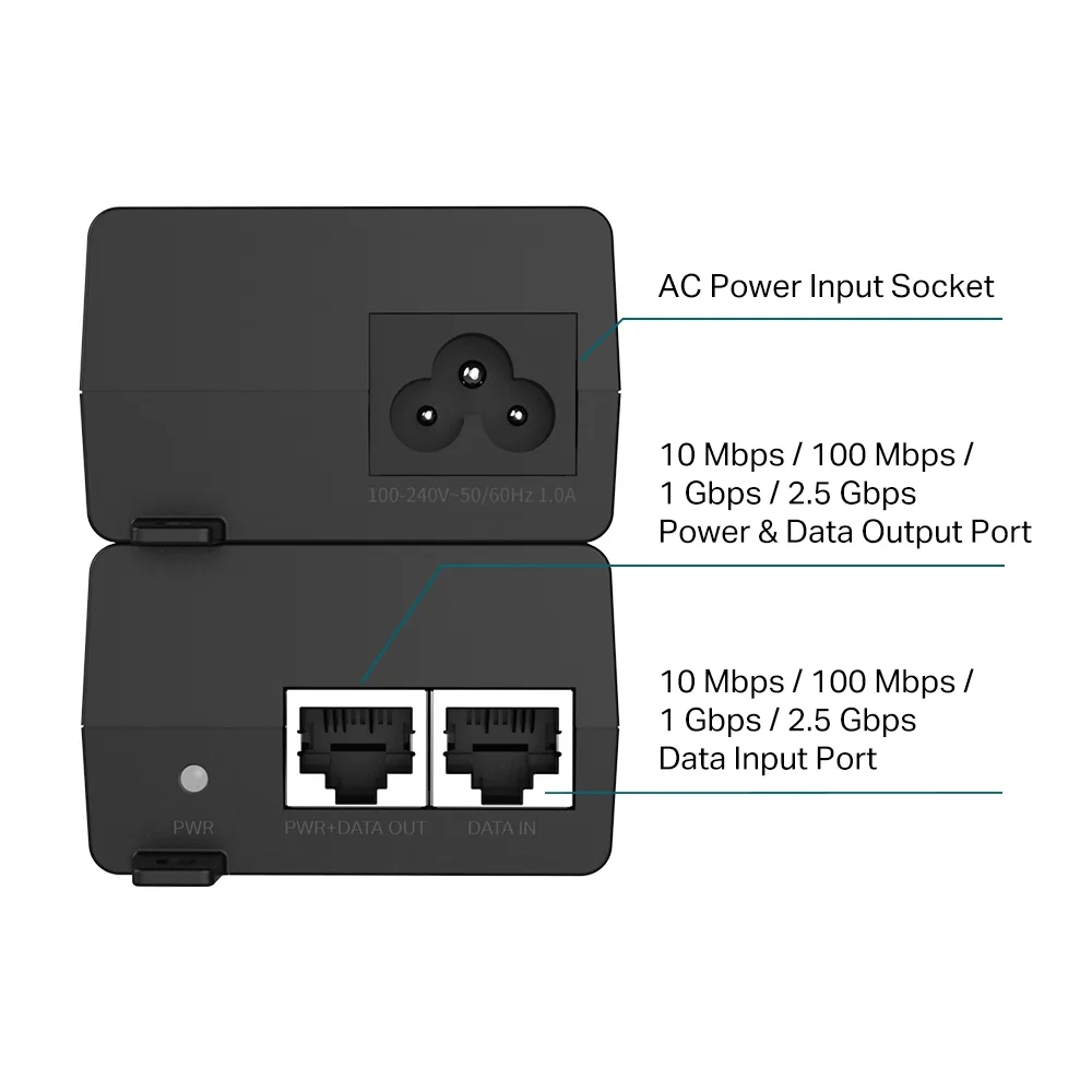 Инжектор PoE TP-LINK TL-POE260S 1x2.5GE, 1x2.5GE PoE, 30Вт