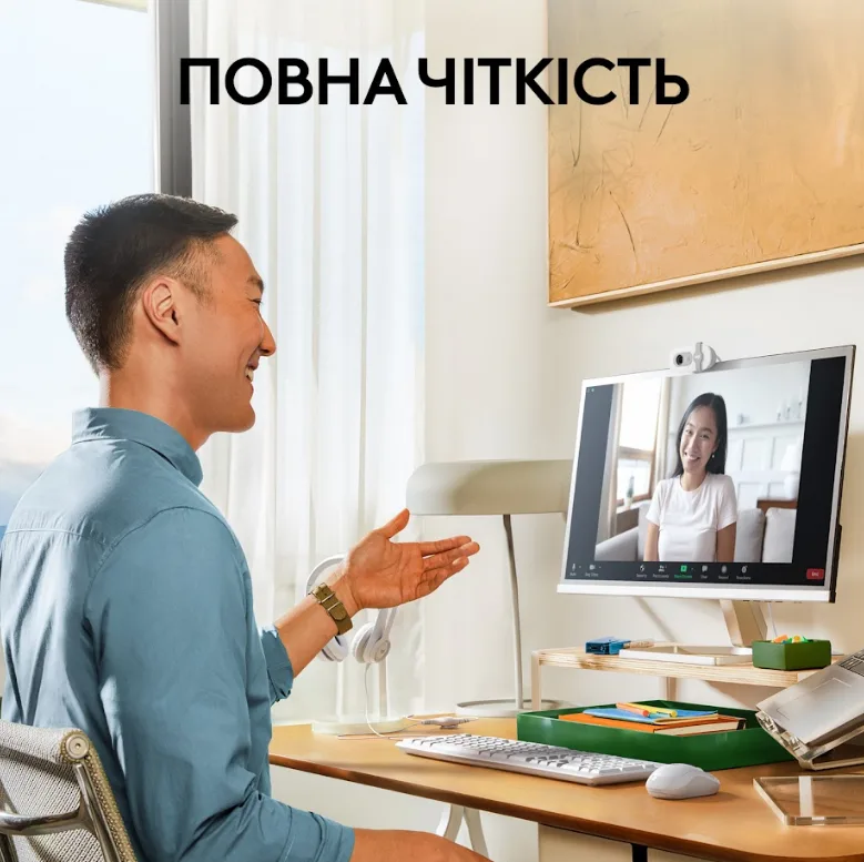 Веб-камера Logitech Дротова USB 1920x1080 Вбудований мікрофон Білий 1,5 м