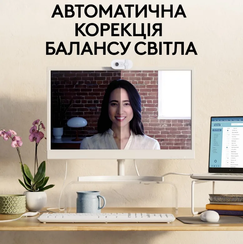 Веб-камера Logitech Дротова USB 1920x1080 Вбудований мікрофон Білий 1,5 м