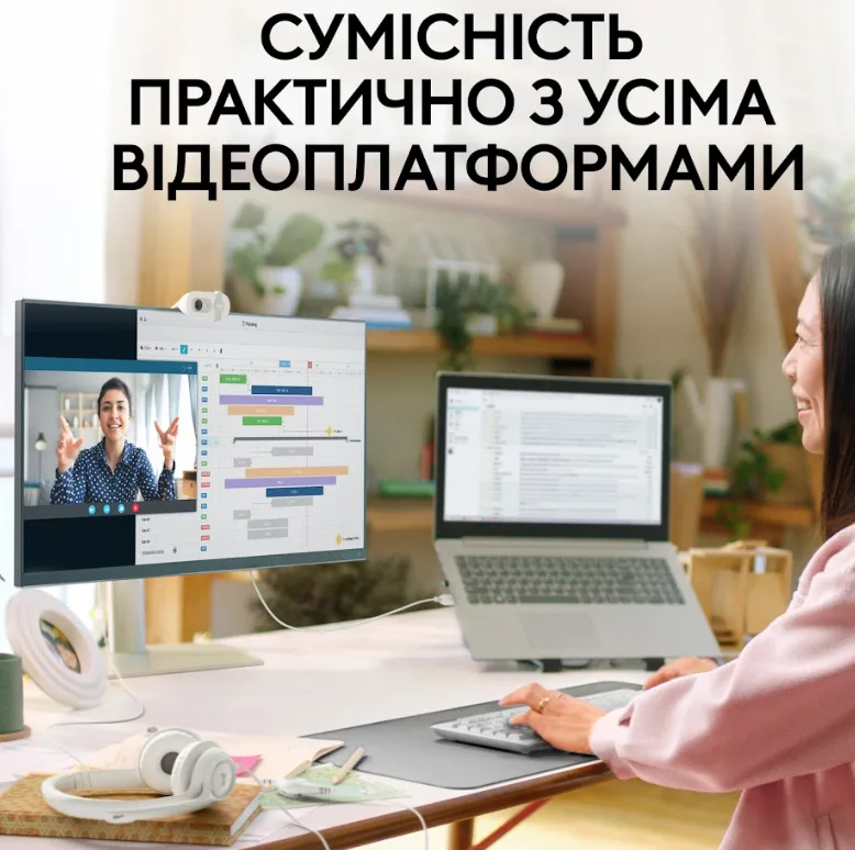 Веб-камера Logitech Дротова USB 1920x1080 Вбудований мікрофон Білий 1,5 м