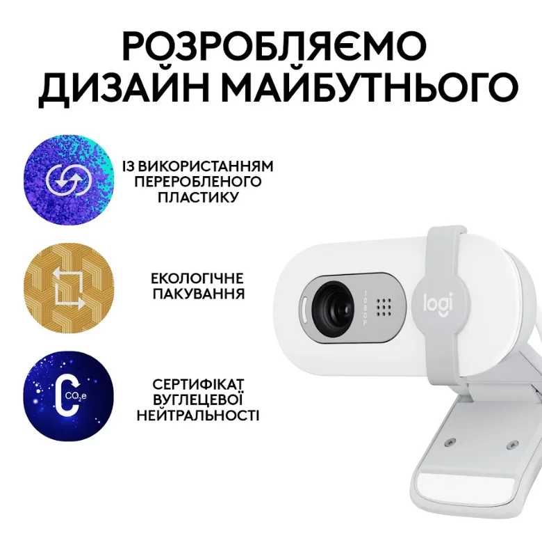 Веб-камера Logitech Дротова USB 1920x1080 Вбудований мікрофон Білий 1,5 м