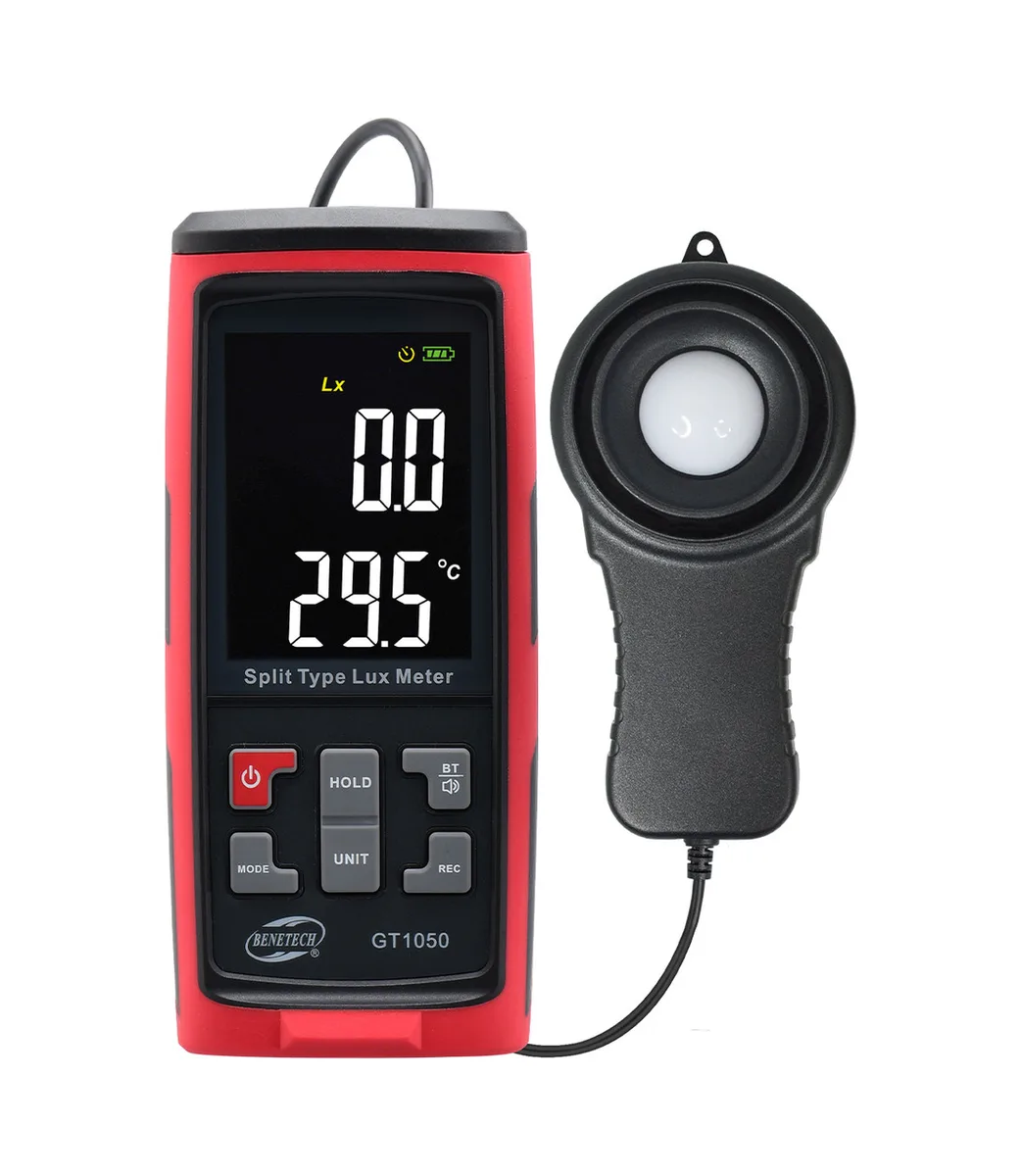 Люксметр термометр Benetech GT1050 200000 люкс -20 до 60 градусів компактний Bluetooth 0,23 кг