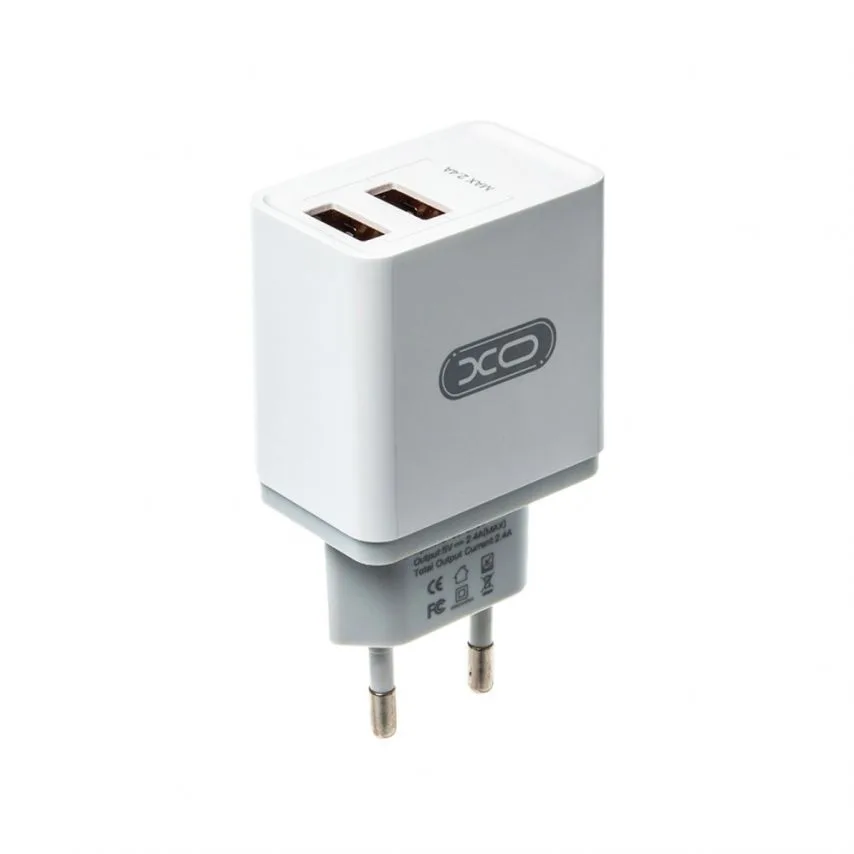 Сетевое зарядное устройство XO адаптер 2USB 2.4A белый