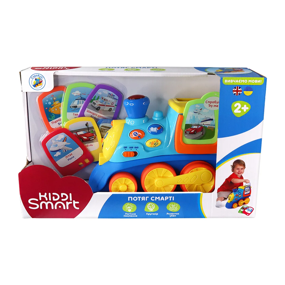 Інтерактивна двомовна іграшка KIDDI SMART Потяг полімер 22х8,5х16 см
